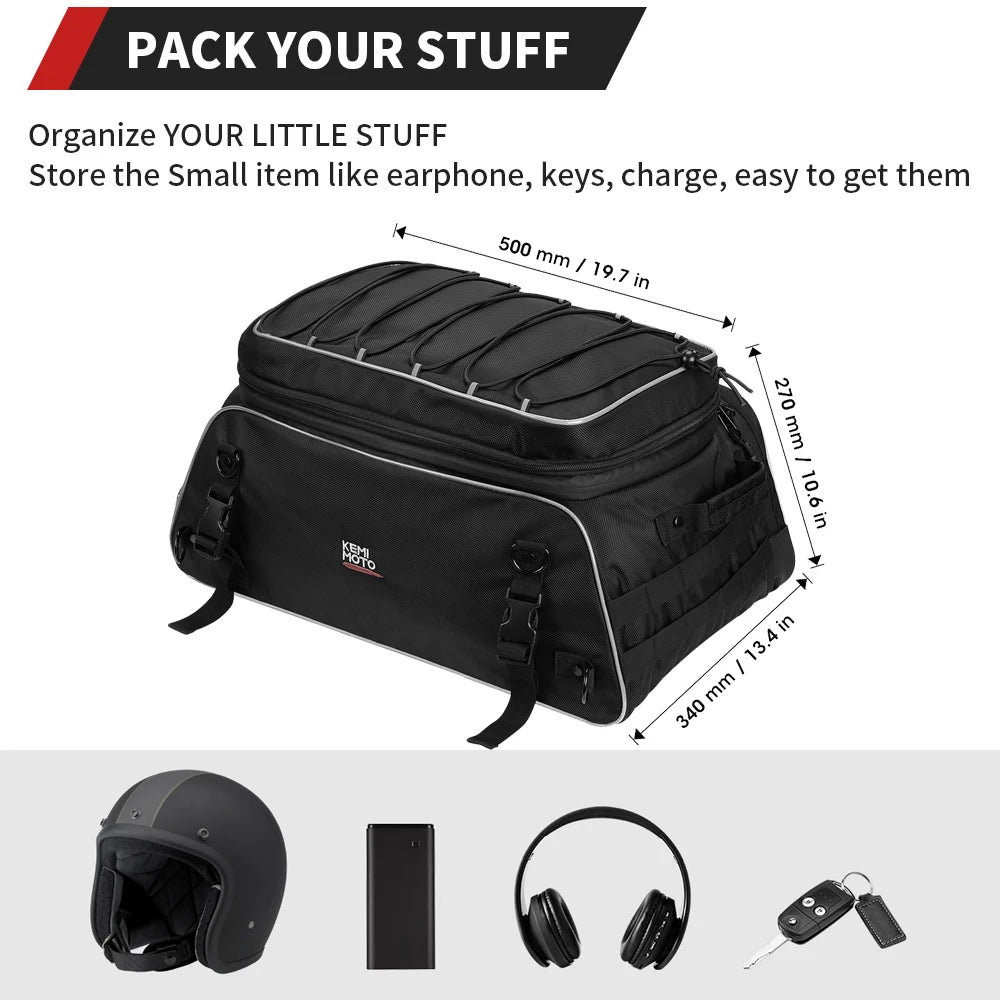 Motorcycle Travel Luggage Tour-Pack Rack Bag Collapsible Trunk Bags with Bar Straps for Street Glide for Electra Glide for Trike