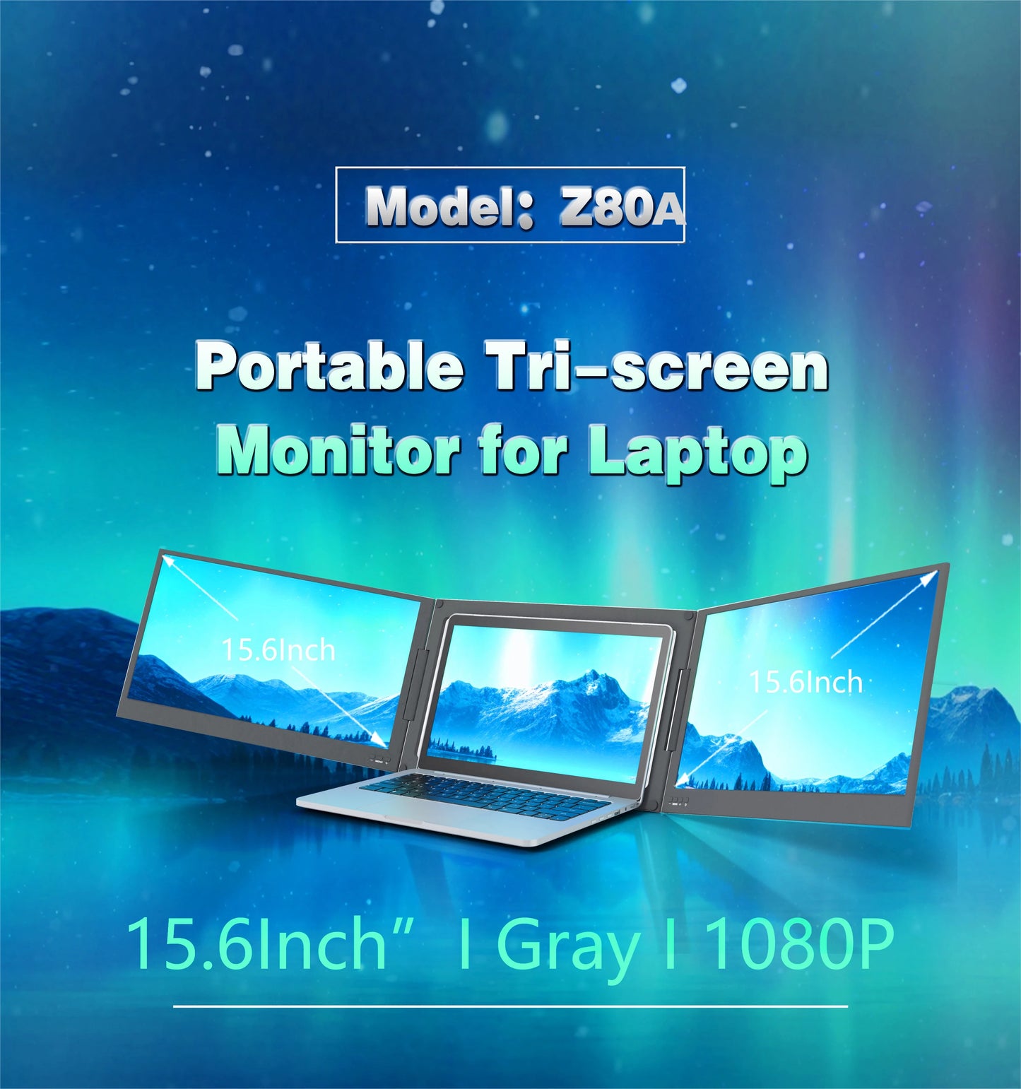 OEM/ODM Factory-Approved Triple Laptop Screen Extender Dual 15.6 Inch 1080P LCD Monitors Portable Tri Screen Monitor for IPS TFT