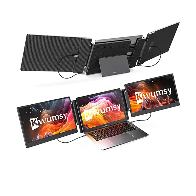 S3 Triple Portable Monitor for Laptop 14" Triple Screen Plug and Play Laptop Screen Extender