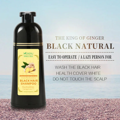 Mokeru 1pc  Ginger shampoo Herbal Non Allergic Natural Fast Blacking Gray Hair Dye Black Shampoo  For White  Coloring