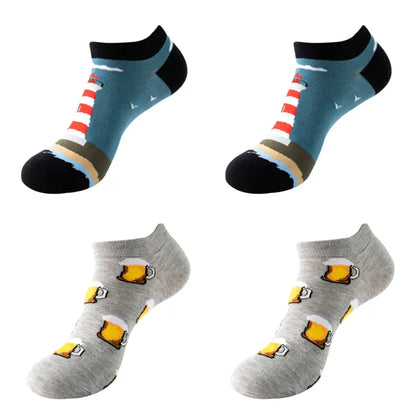 4pairs Funny animal Combed Cotton Fashion Hip Hop Man woman Oil Painting Socks Harajuku Skateboard outer space Happy love Socks