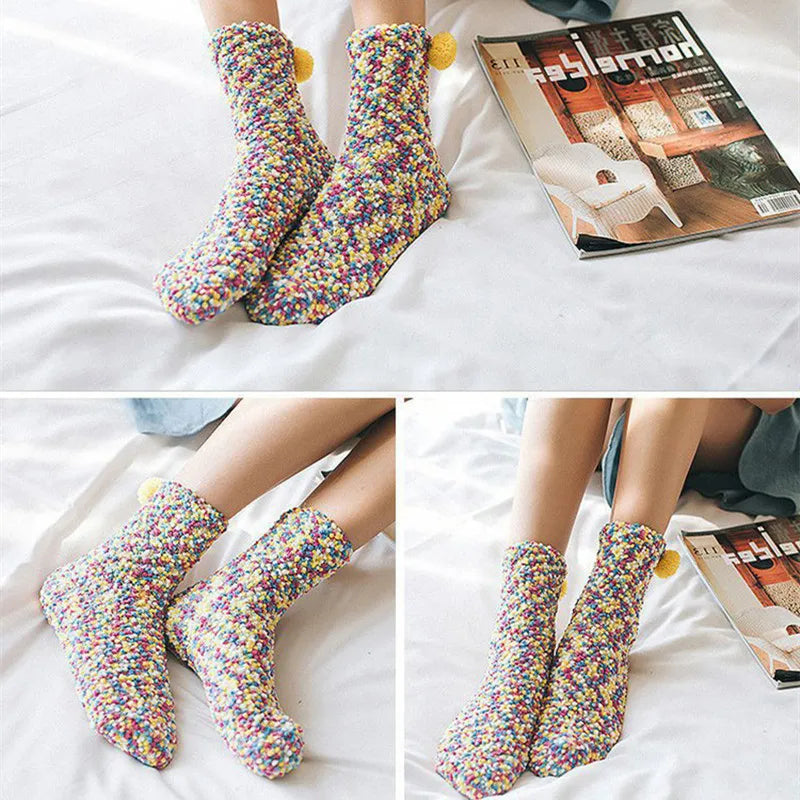 1 pair New fashion Harajuku fashion women Cake funny kawaii socks coral velvet cake floor socks chrysanthemum yarn sleep socks