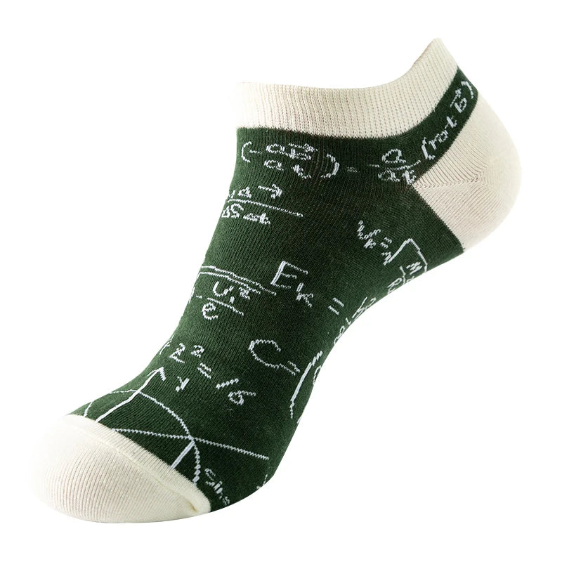 4 pairs Men's And Women's Latest Design Boat Socks Short Summer Socks Quality Business Geometric Lattice Colorful  Cotton Socks