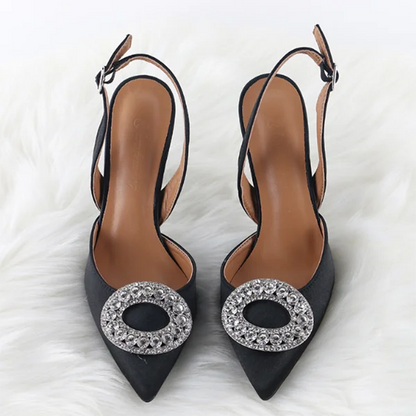 Top Selling  2022 New Buckle Strap  Slingback Diamond Wedding Shoes Unique Luxury Diamond Heels for Ladies Shoes