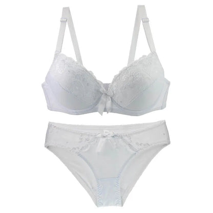 2021 New Women Push Up Bra Sets Intimates Lace Thongs Underwear Solid Bow 70-105 BCDE Cup Female Plus Size Lingerie