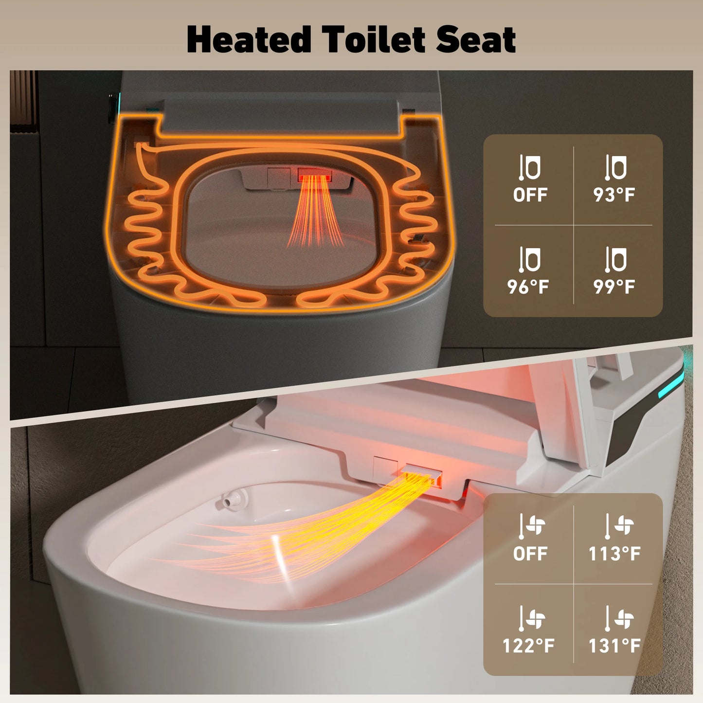 US Lock Stock Smart Toilets Bowl Electric Bidet Water Closet Intelligent Toilet Auto Seat Heating Modern Commode Smart Toilet