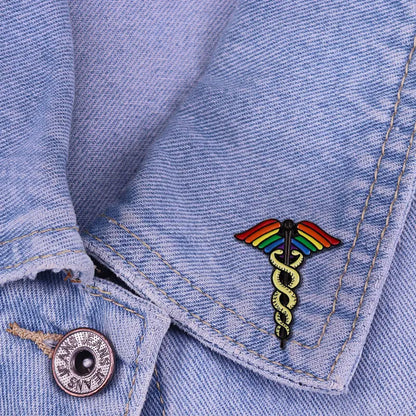 LGBT Pride Rainbow Wings Star of Life Brooch Badge First Responder Essential Pin