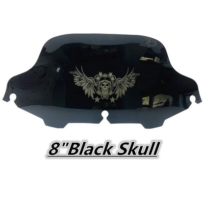 Motorcycle 5''/6''/8" Black Skull Windshield Fairing Windscreen For Harley Electra Street Glide FLHX Touring 1996-2013
