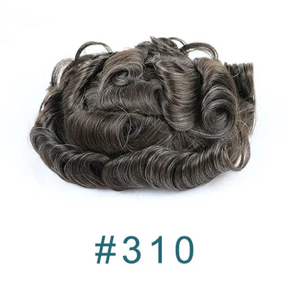 Durable Mens Wig NPU Bond Mono Pu Front Hair Replacement System Breathable Lace Mix Brown Grey 1B80 565# Human Hair Prosthesis