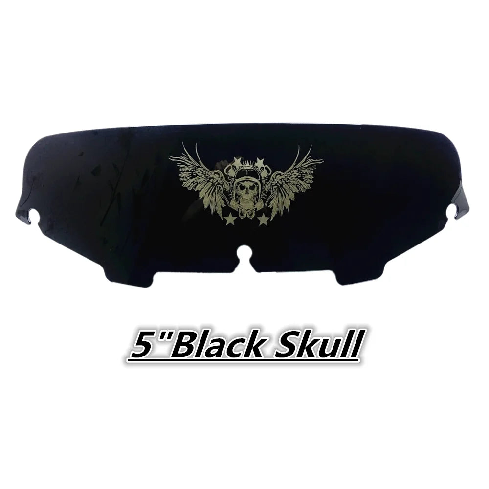 Motorcycle 5''/6''/8" Black Skull Windshield Fairing Windscreen For Harley Electra Street Glide FLHX Touring 1996-2013