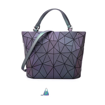 ladies Luminous  bag geometric bags for women 2024 Quilted Shoulder Bags Laser Plain Folding female Handbags bolsa feminina
