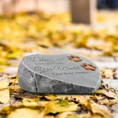 Lighted Hand-painted Animal Paw Print Memorial Stone Irregular Resin Plaque for Pet Grave Decor