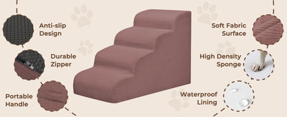 Mesa Lemon Dog Steps 3-Step Pet Ramp Stairs for Small Dogs & Cats Non-Slip Removable Easy Clean Cover