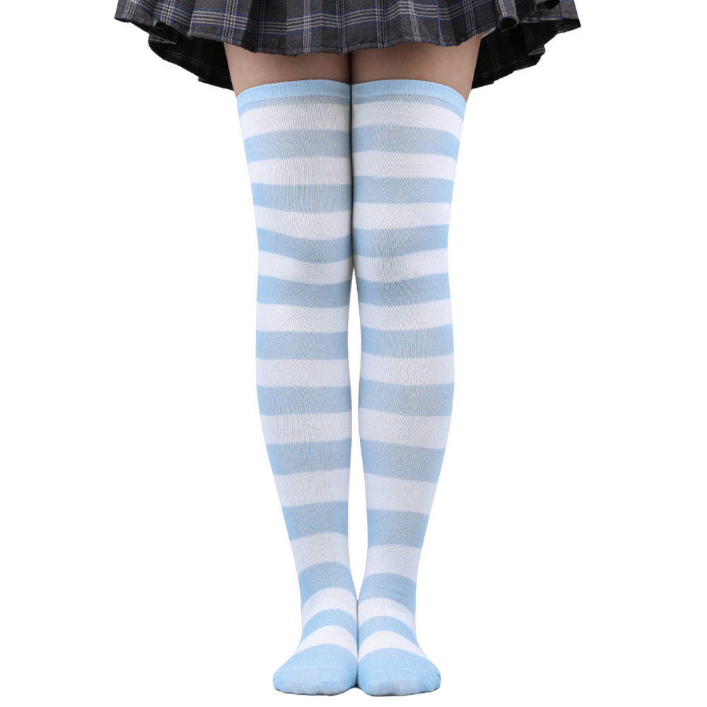 Womens Striped Thigh High Stockings Ladies Girls Black White pink Long Over Above Knee Socks femboy Cosplay Lolita Harajuku Y2k