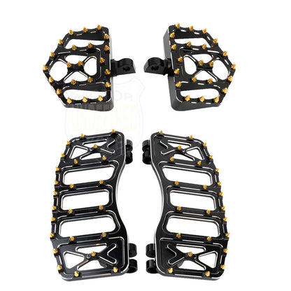 Wide Floorboards MX Foot Pegs Footrest Driver Pedals for Harley Touring Road King Street Glide 86-2023 Softail Fatboy Dyna FLD