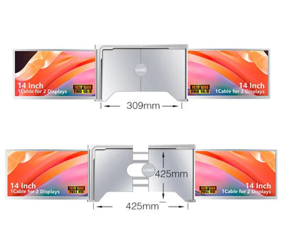 14-Inch Widescreen IPS Triple Monitor Laptop Screen Extender Easy-to-Connect for Dual 16:9 Aspect Ratio Setup