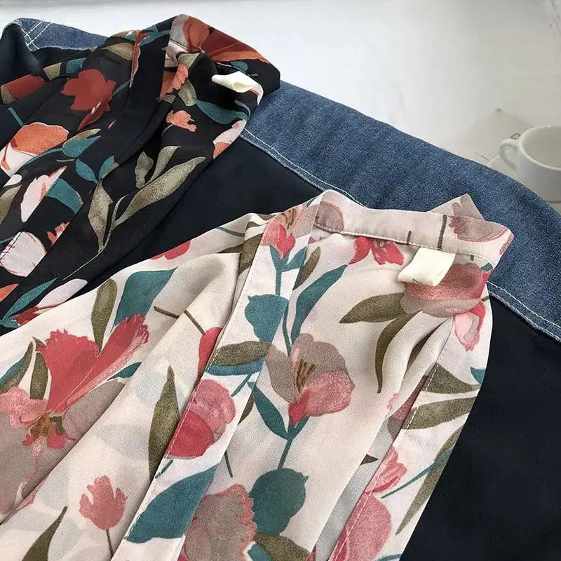 summer Chiffon Cover-ups ladies floral shirts blouses bohemia scarfs Beach Wear Kimono Dress For Women Swimsuit