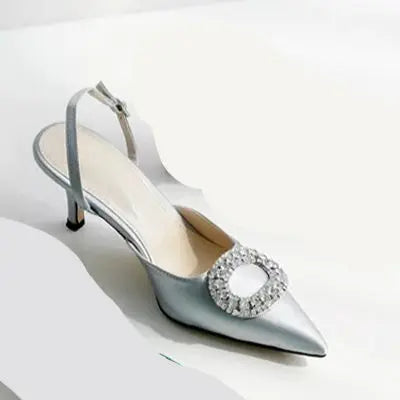 Top Selling  2022 New Buckle Strap  Slingback Diamond Wedding Shoes Unique Luxury Diamond Heels for Ladies Shoes