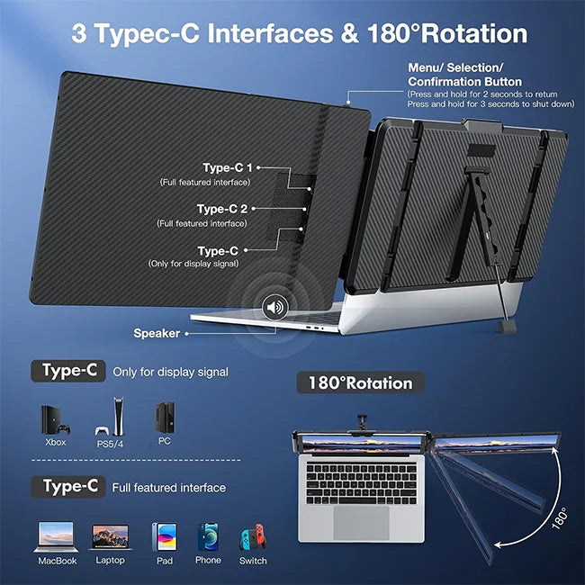 OEM ODM Direct Factory S1 Laptop Screen Extender 14" Fhd 1080p Ips Dual Portable Monitor for Laptop