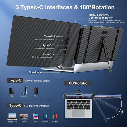 OEM ODM Direct Factory S1 Laptop Screen Extender 14" Fhd 1080p Ips Dual Portable Monitor for Laptop