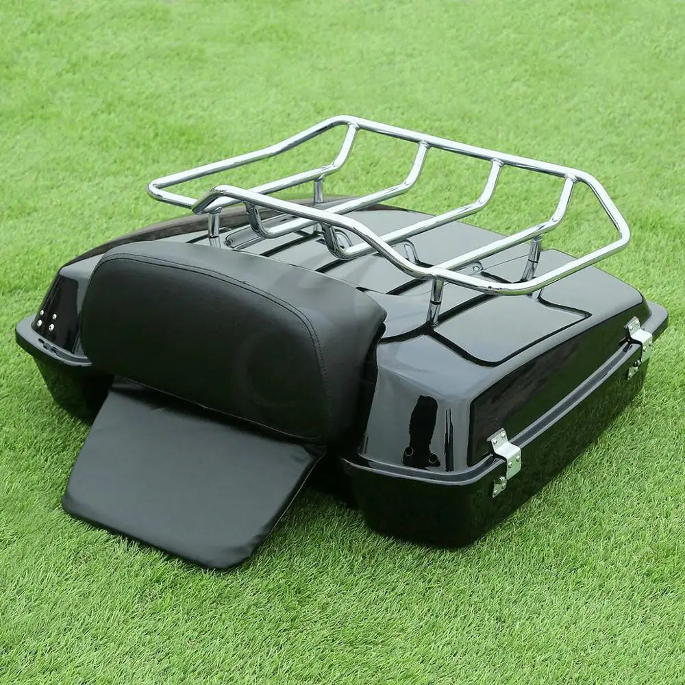 Motorcycle 5.5" Razor Trunk +Top Rack & Backrest For Harley Touring  Road King Street Electra Glide 1997-2013 2012