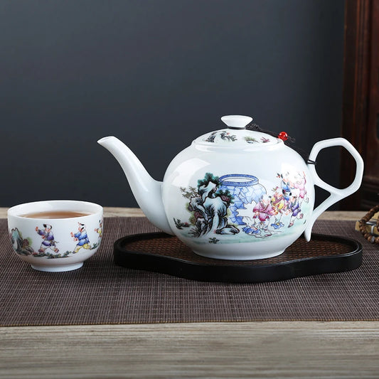 Ceramic teapot large high temperature resistant household large capacity filter teapot Kung Fu tea set single pot 1000ml