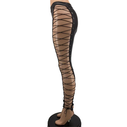 Sexy 2025 fashion vintage streetwear leather pants women summer goth leggings festival clothing emo black pencil pants trousers