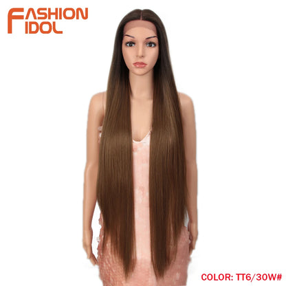 38 inch Straight Long Hair Synthetic Lace Front Wigs For Women High Temperature Hair Ombre 613 Red Cosplay Wigs Synthetic Hair