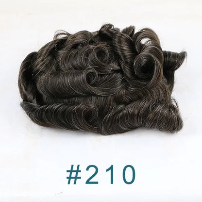 Durable Mens Wig NPU Bond Mono Pu Front Hair Replacement System Breathable Lace Mix Brown Grey 1B80 565# Human Hair Prosthesis
