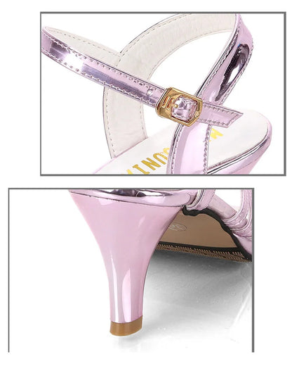 Summer High Heels Sandals Women Heeled Shoes Peep toe Fashion Brand Women Sandals Casual Lady Heels 6cm Gold Silver YX3422