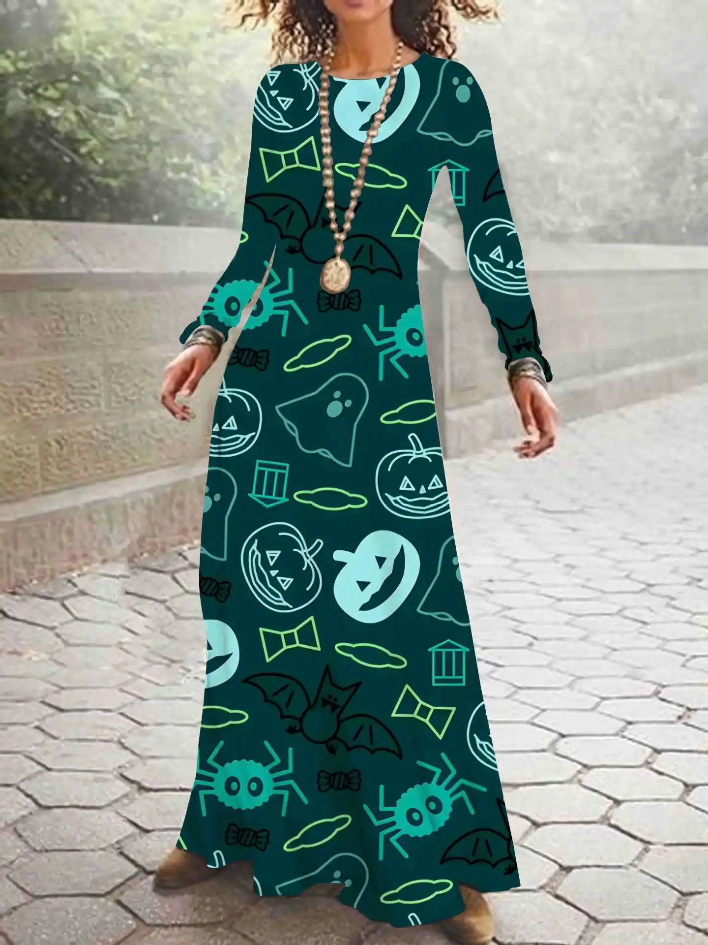 Print on Demand New Autumn and Winter Long Sleeved Christmas 3D Digital Printed Dress