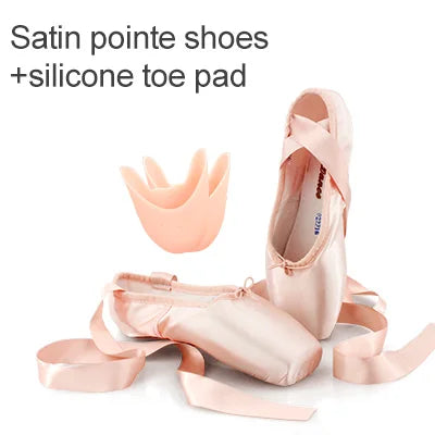 Black Satin Ballet Pointe Shoes Ladies Professional Ballet Shoes Girls Women Ballerina Shoes With Ribbons
