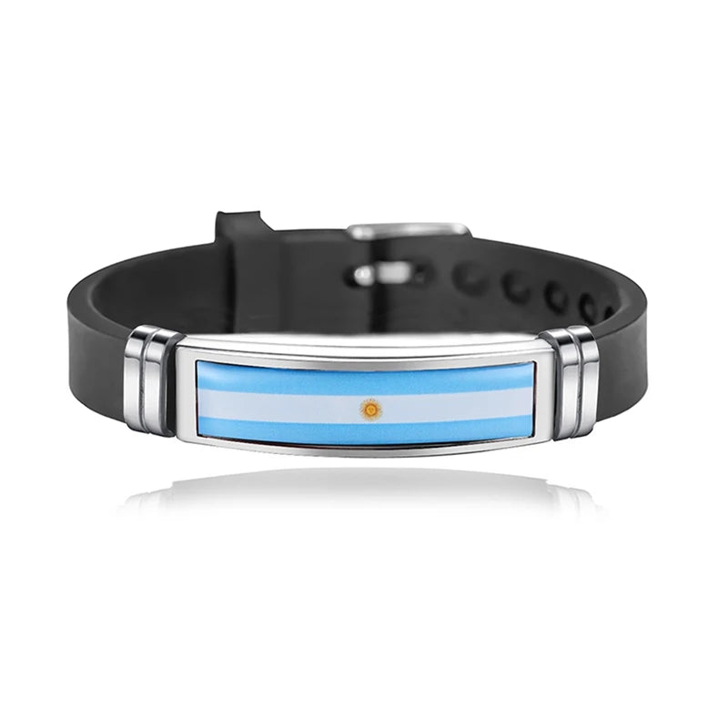 Fashion National Flag Bracelet USA France Canada Flags Bangle Adjustable Silicone Sports Bracelets Wristband For Men Jewelry