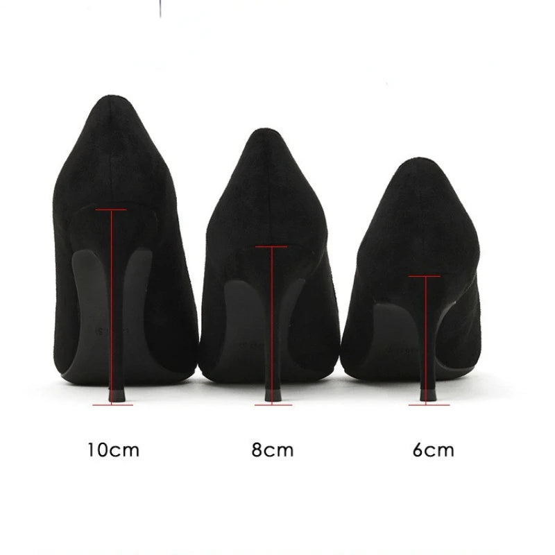 6CM/8CM/10CM Simple Design R Office Shoes Unique Luxury Suede Leather Heels for Ladies Shoes