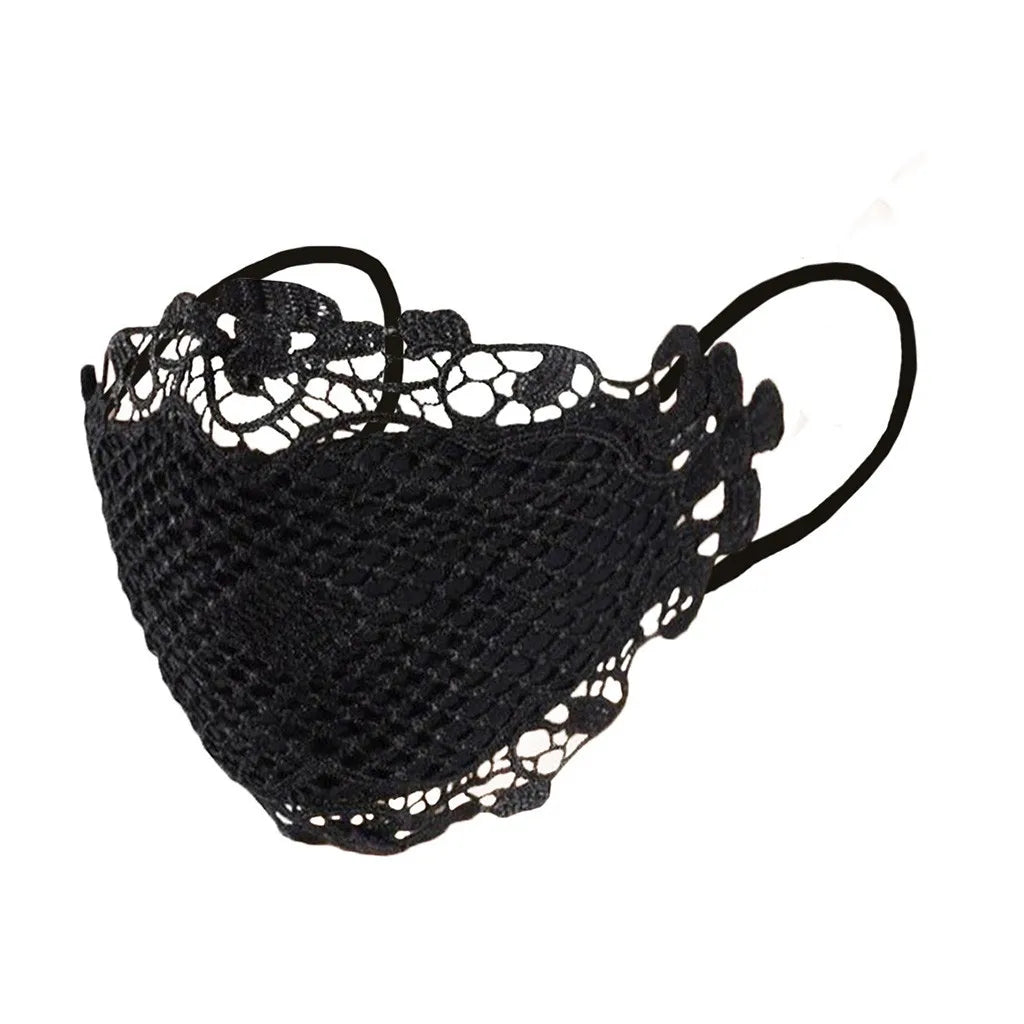 Face Mask Delicate Lace Applique And Face Protect Mouth Cover Beautiful Prints Facemask Dust-proof Masque Halloween Cosplay