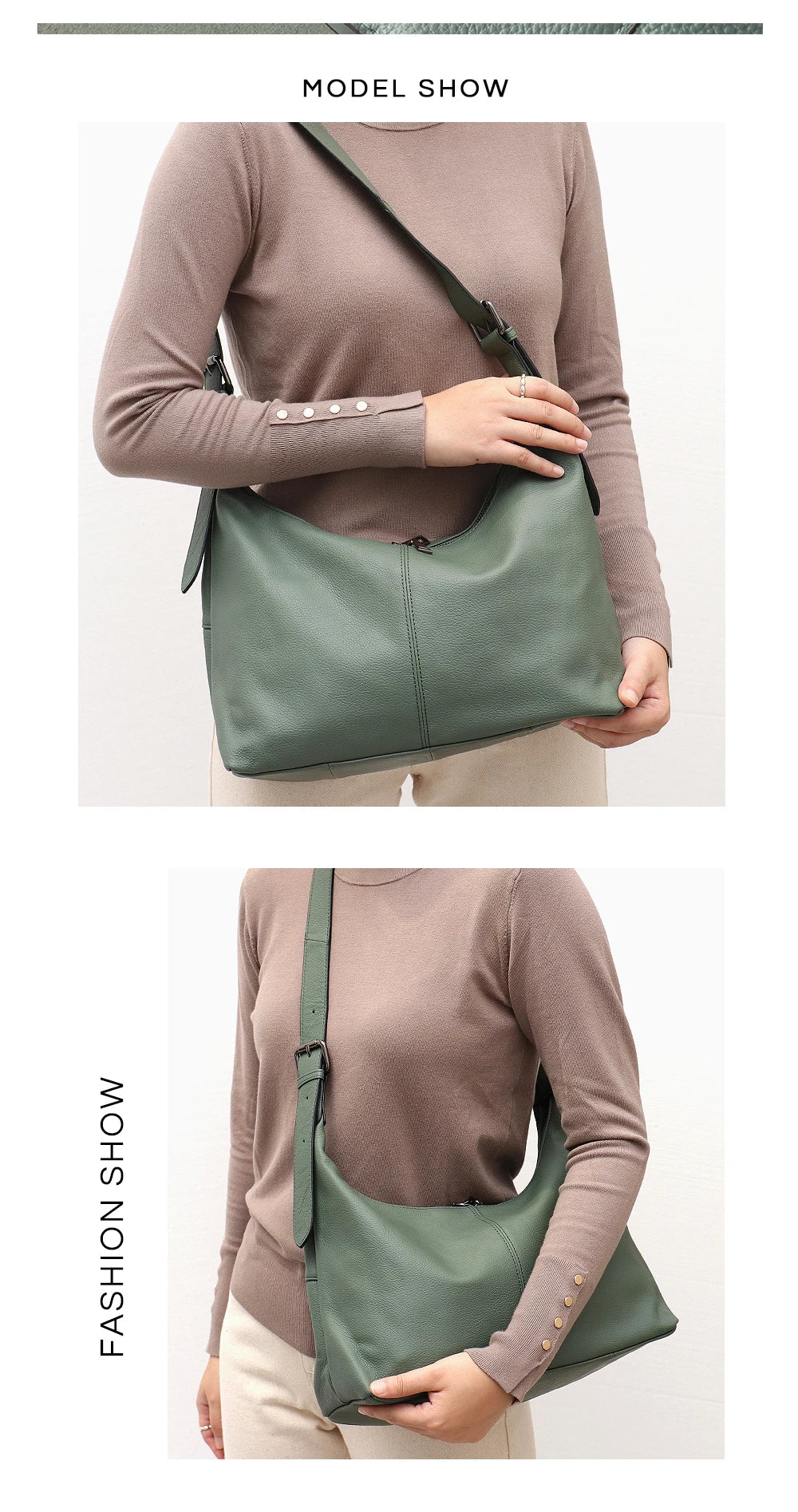 SC Luxury Women Cowhide Crossbody Bag Large Casual Shoulder Purse Wide Strap Handbag Female Daily 100% Genuine Leather Hobo Sack