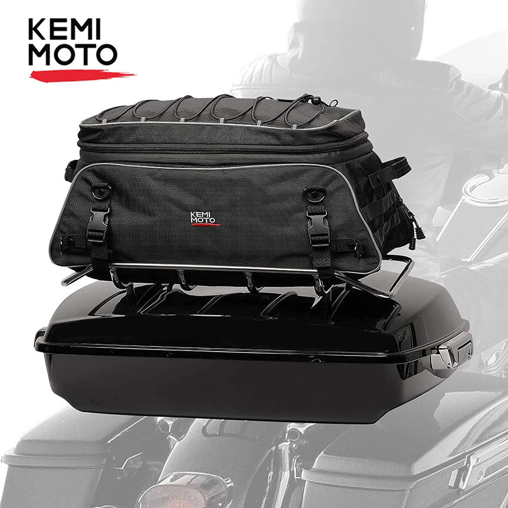 Motorcycle Travel Luggage Tour-Pack Rack Bag Collapsible Trunk Bags with Bar Straps for Street Glide for Electra Glide for Trike