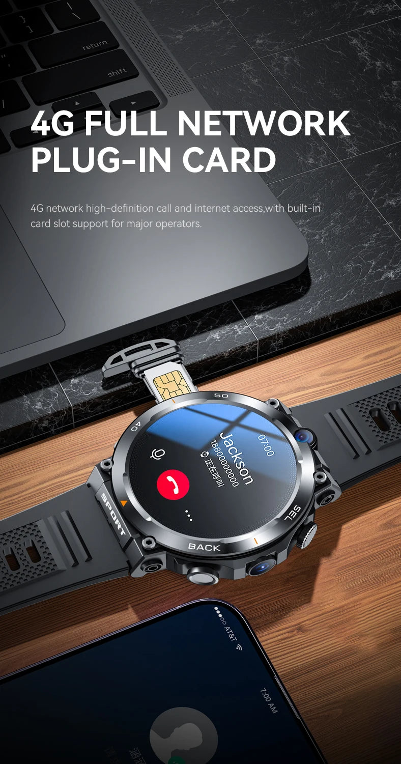 Hot 2025 New Arrival 4G 5G Smart Watch H18 WiFi GPS HD Camera Video Call NFC 8+128GB 900MAH Battery Android Sport Smart Watch