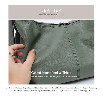 SC Luxury Women Cowhide Crossbody Bag Large Casual Shoulder Purse Wide Strap Handbag Female Daily 100% Genuine Leather Hobo Sack