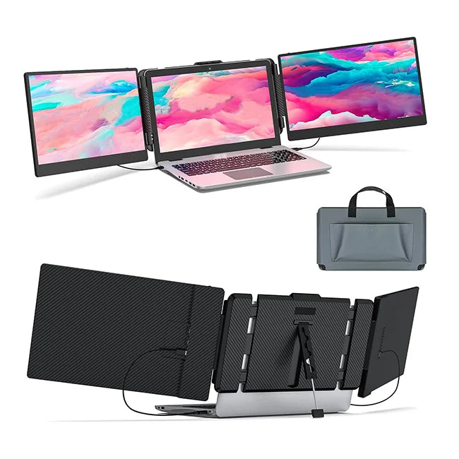 Factory OEM ODM Laptop Screen Extender 14 Inch 1080P Triple LCD Display Ultra Thin S2 Portable Monitor