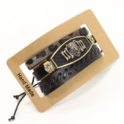 Alloy Scorpion Charm Braided Leopard Genuine Men Leather Bracelets For Women Wrap Wristbands Bangles Homme Wholesale Jewel