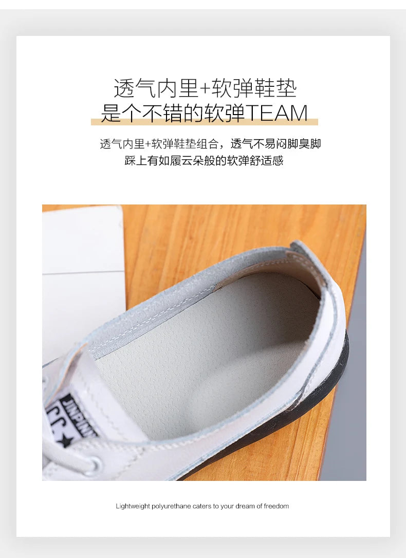 Women's Genuine Leather Sneakers Women Casual Fashionable Sports Shoes Vulcanized Woman Summer Flat Shoe Ladies White 40