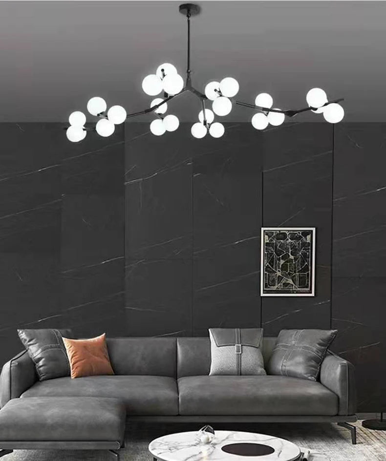 Modern Black Gold LED Chandelier 12/18/24 Glass Balls Ceiling Chandeliers Living Room Kitchen Bedroom Living Room Decoration