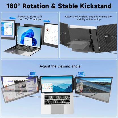 OEM Laptop Screen Extender Portable S3 Triple Laptop 14 Inch IPS 1080P Full HD Monitor Extension Portable Monitor for Laptop