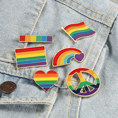 LGBT Flag Rainbow Heart Brooch Peace and Love Enamel Pins Clothes Bag Lapel Pin Gay Lesbian Pride Icon Badge Unisex Jewelry Gift