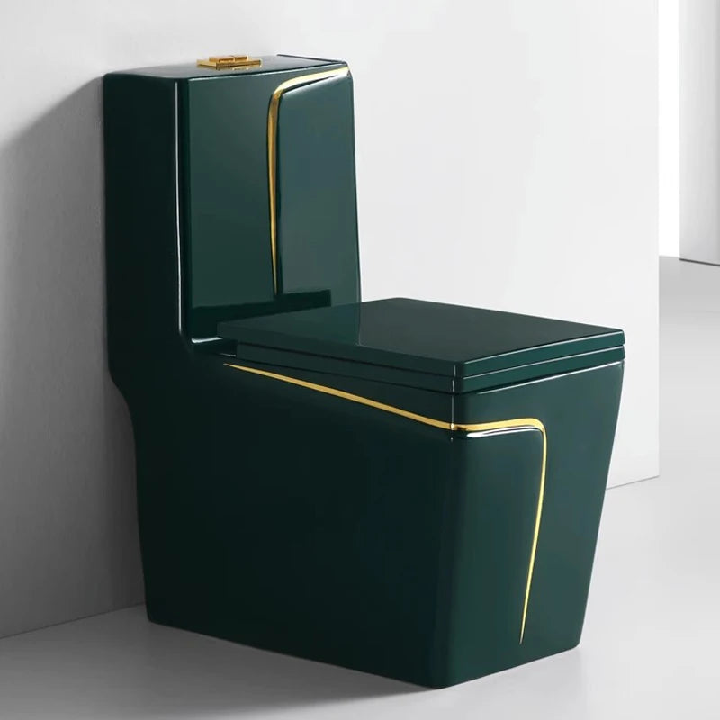 New Sanitarios Inodoros Wc Gold Line Design Bathroom Ceramic One-Piece Gold Black Colored Toilets Bowl