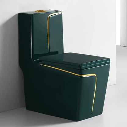 New Sanitarios Inodoros Wc Gold Line Design Bathroom Ceramic One-Piece Gold Black Colored Toilets Bowl