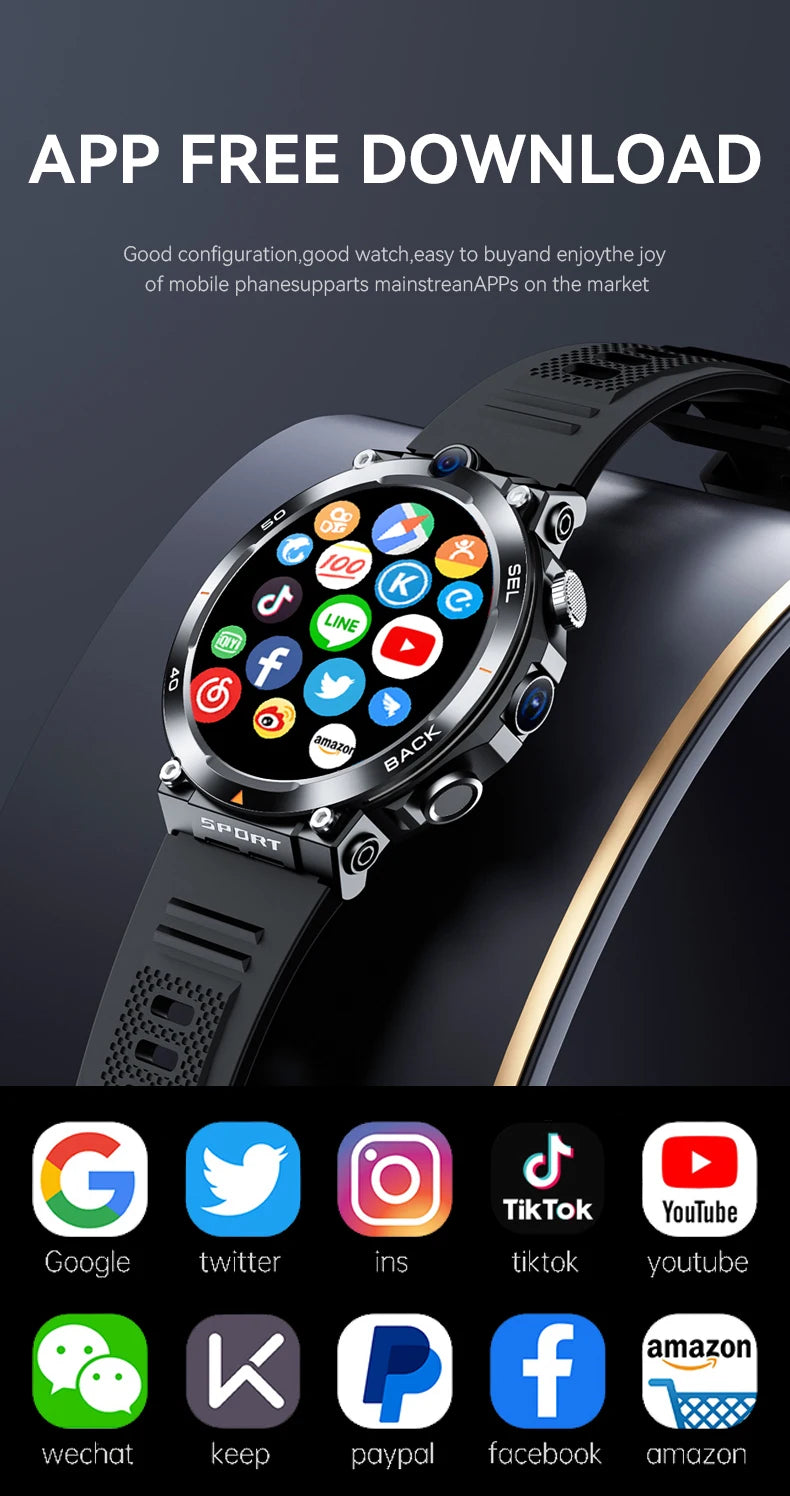 Hot 2025 New Arrival 4G 5G Smart Watch H18 WiFi GPS HD Camera Video Call NFC 8+128GB 900MAH Battery Android Sport Smart Watch