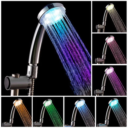 7 Color Temperature Sensitive LED Hand Shower Head ABS Plastic Bathroom Faucet with Pressurized Feature for Hotels and Toilets