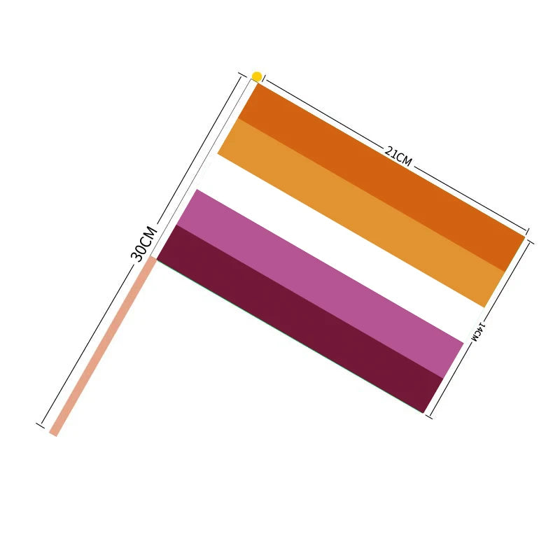 Aerxrbrae Custom Hand Flag 100Pcs 14*21Cm Plastic Stick Rainbow Gay Lesbian Homosexual Bisexual Pride Banner